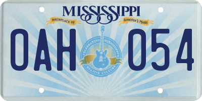 MS license plate OAH054
