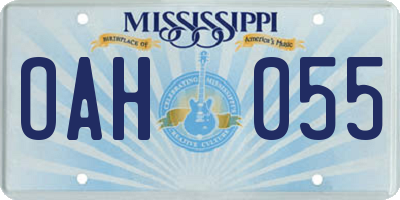MS license plate OAH055