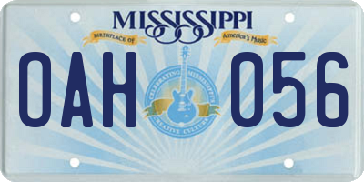 MS license plate OAH056