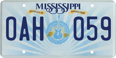 MS license plate OAH059