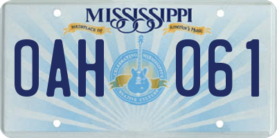 MS license plate OAH061