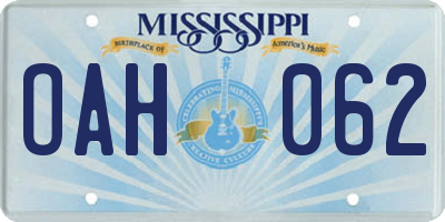 MS license plate OAH062
