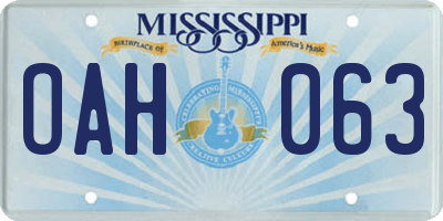 MS license plate OAH063