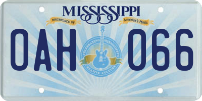MS license plate OAH066