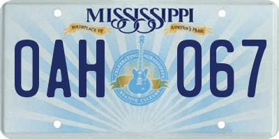 MS license plate OAH067