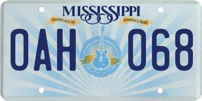 MS license plate OAH068