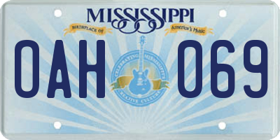 MS license plate OAH069