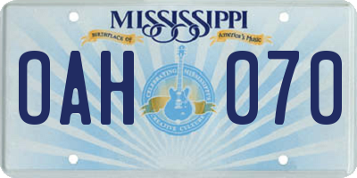 MS license plate OAH070