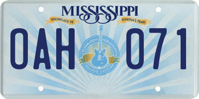 MS license plate OAH071