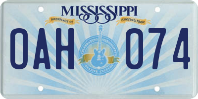 MS license plate OAH074
