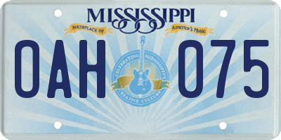 MS license plate OAH075
