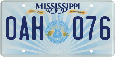MS license plate OAH076