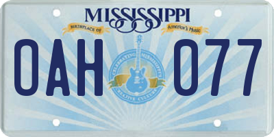 MS license plate OAH077