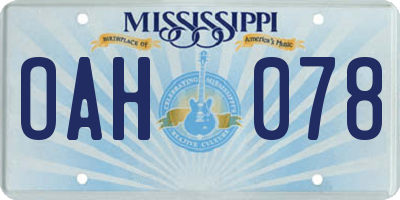 MS license plate OAH078