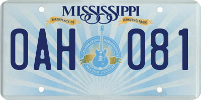 MS license plate OAH081
