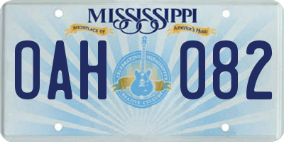 MS license plate OAH082