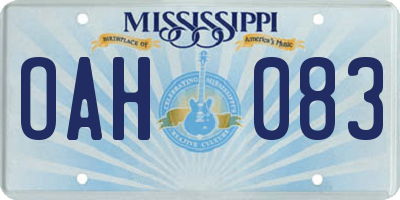MS license plate OAH083
