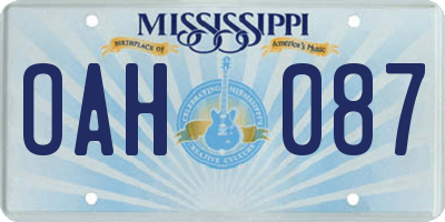MS license plate OAH087