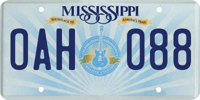 MS license plate OAH088