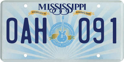 MS license plate OAH091