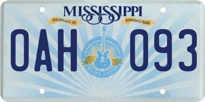 MS license plate OAH093