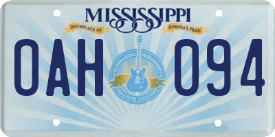 MS license plate OAH094