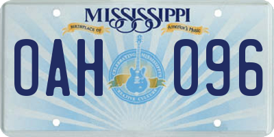 MS license plate OAH096
