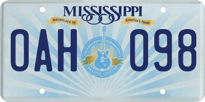 MS license plate OAH098
