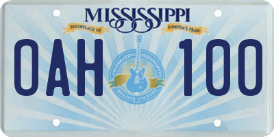 MS license plate OAH100
