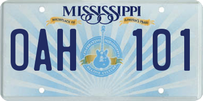 MS license plate OAH101