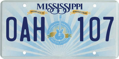 MS license plate OAH107