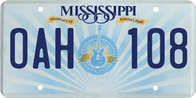 MS license plate OAH108