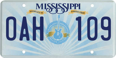 MS license plate OAH109