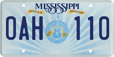 MS license plate OAH110