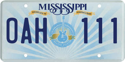 MS license plate OAH111