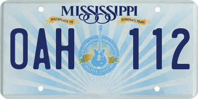 MS license plate OAH112