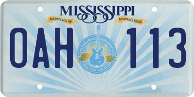 MS license plate OAH113