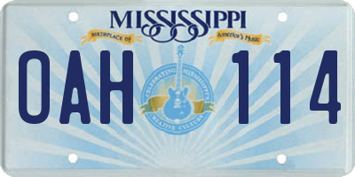 MS license plate OAH114
