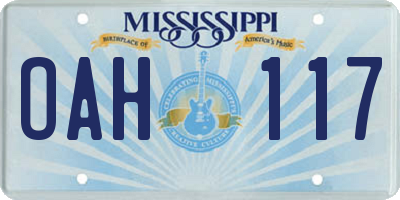 MS license plate OAH117