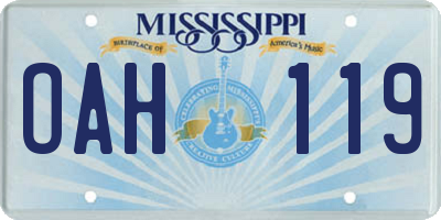 MS license plate OAH119