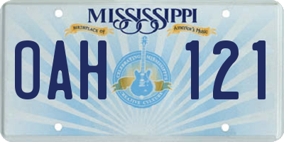 MS license plate OAH121