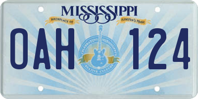 MS license plate OAH124