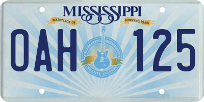 MS license plate OAH125