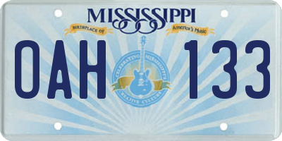 MS license plate OAH133