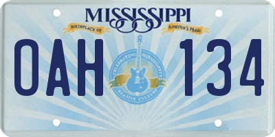 MS license plate OAH134