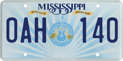 MS license plate OAH140