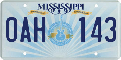 MS license plate OAH143