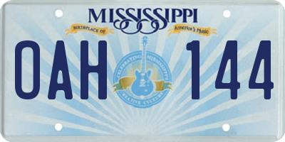 MS license plate OAH144