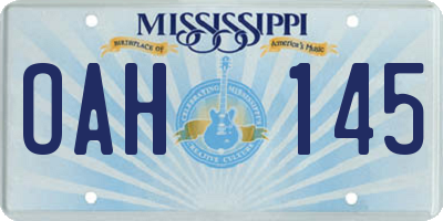 MS license plate OAH145