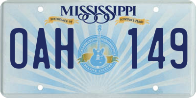 MS license plate OAH149